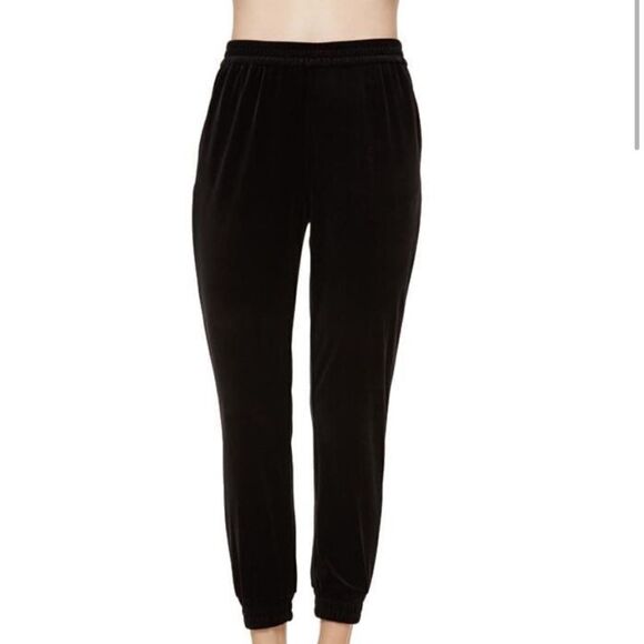Joan Vass Plus Velvet Jogger Black Ankle Pant - Picture 1 of 9